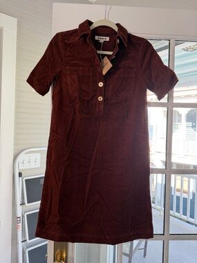 Boden zia Short-Sleeve Corduroy Mini Dress brown 2
